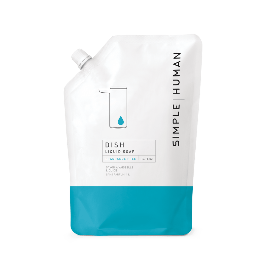 Simplehuman Liquid Dish Soap Refill Pouch, fragrance-free formula for sensor pumps, 34 fl oz.
