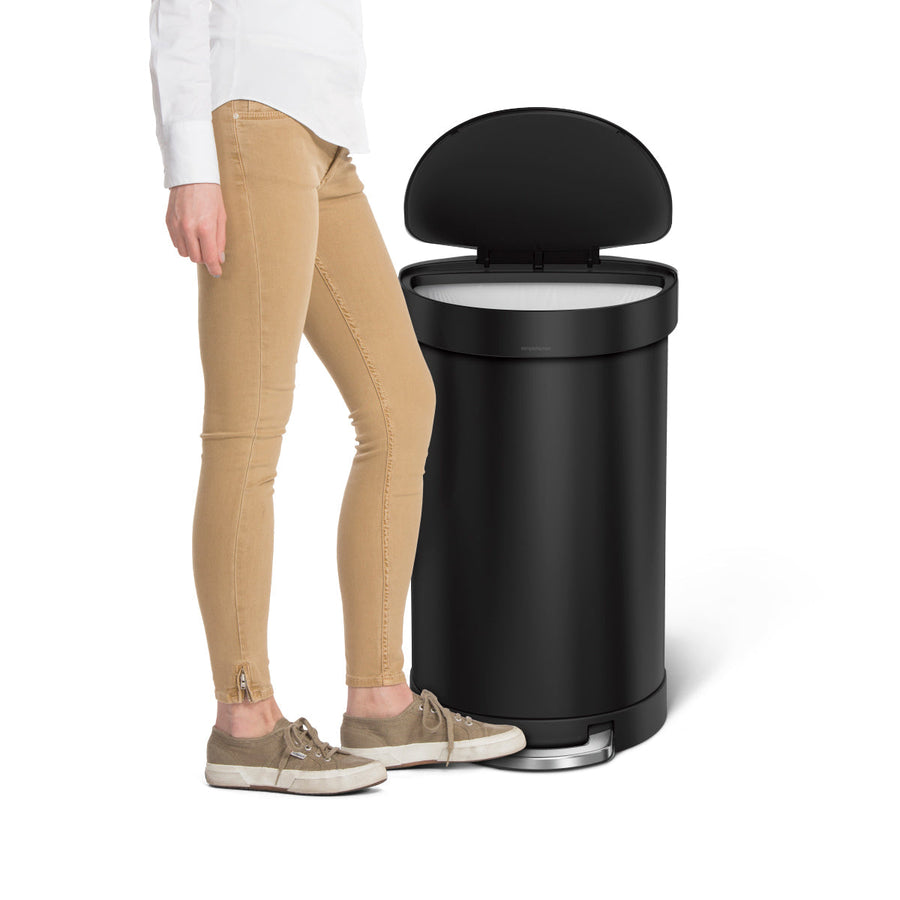 45 Litre, Semi-Round Pedal Bin With Liner Rim