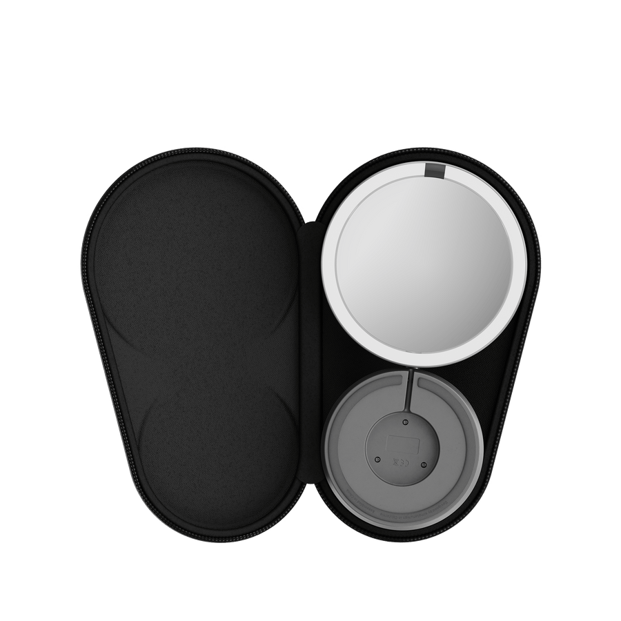 Simplehuman's Sensor Mirror Fold in the travel case.