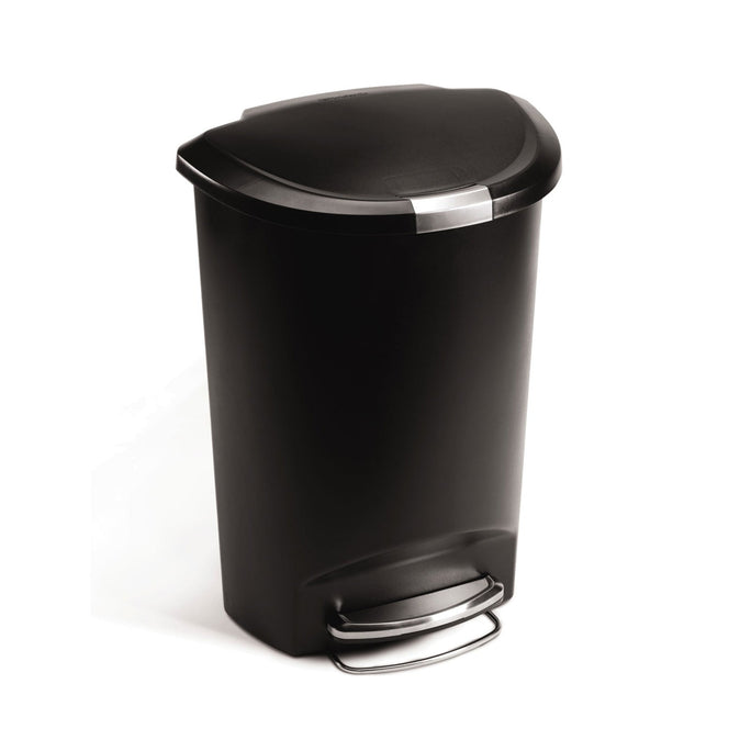 50L semi-round step can, black plastic