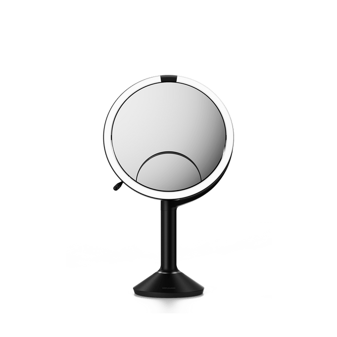 Simplehuman's Sensor Mirror Trio in Matte Black, front view. 
